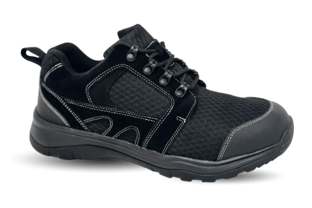 9718-L - Fitec Men's Laces Walking Shoes with Slip Resistant Soles Black