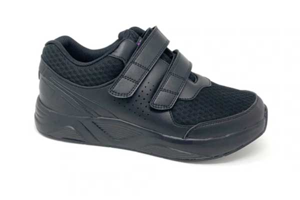 9721 - Fitec Men's Added-Depth Light Mesh Hook and Loop Walking Shoe Black Black