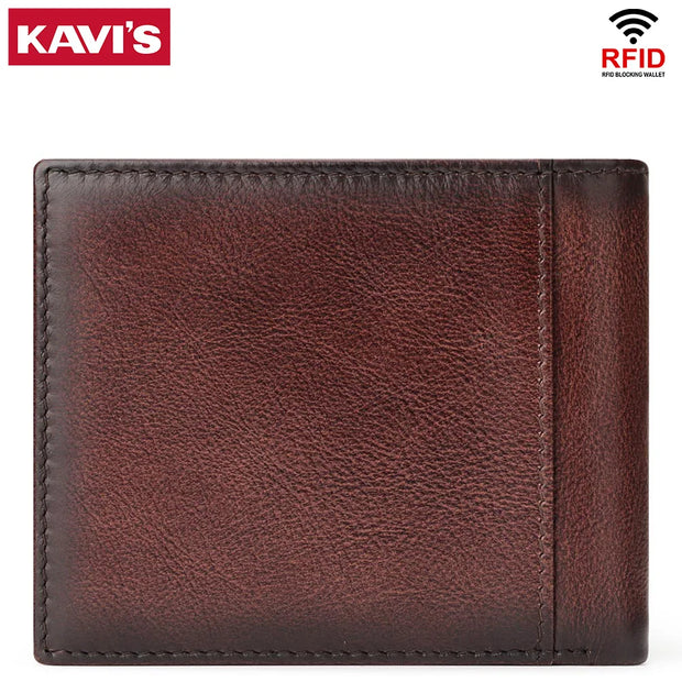 KAVIS Handmade Men's Wallet - Genuine Leather RFID Block