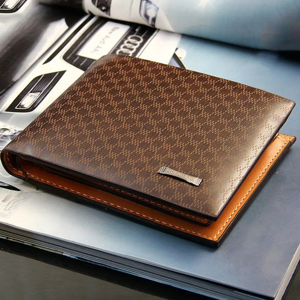 High-Quality Leather Checked Wallet