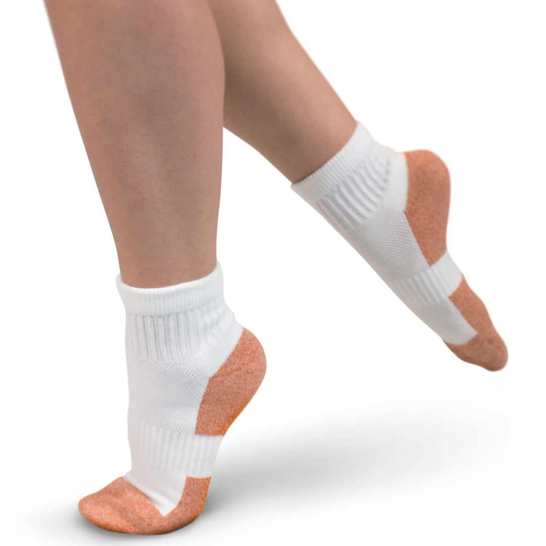 Non-Binding Copper Cloud Diabetic Socks - Ankle High Unisex White  (3 pk)