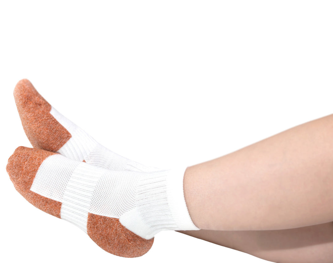 Non-Binding Copper Cloud Diabetic Socks - Ankle High Unisex White  (3 pk)