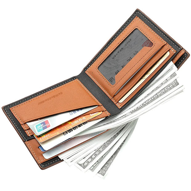 Men's Bifold Short Wallet - Microfiber Synthetic Leather