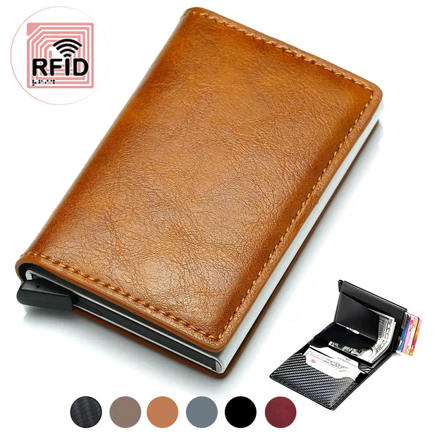 RFID Blocking Men's Wallet - Designer Aluminum Credit Card Holder with Money Clip