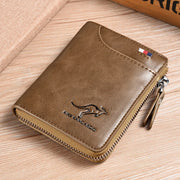 Men's Leather Wallet - RFID Protected Zipper Business Card Holder