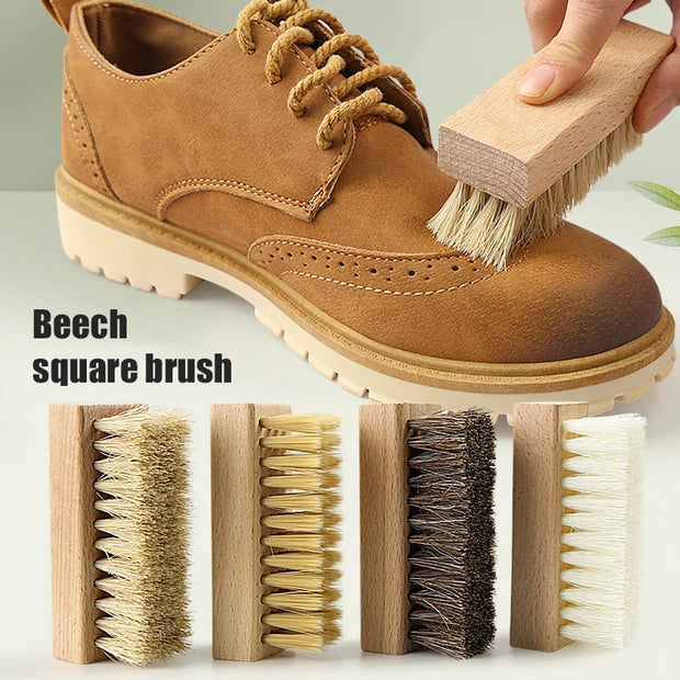 Wood Handle Pig Bristles Shoe Brush