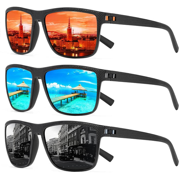 CRIXALIS 3-Pack Retro Polarized Sunglasses