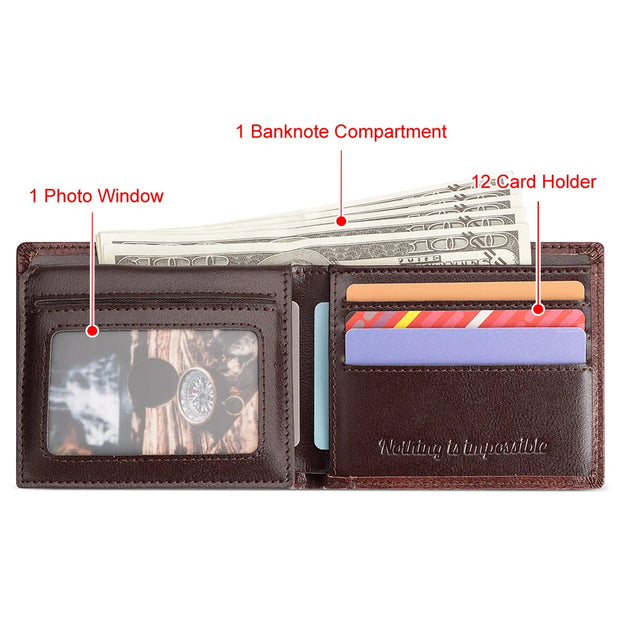 KAVIS Handmade Men's Wallet - Genuine Leather RFID Block