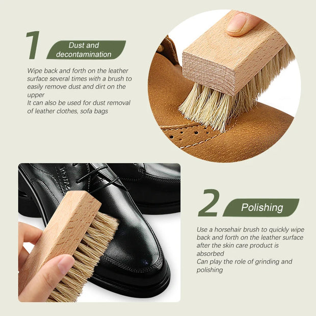 Wood Handle Pig Bristles Shoe Brush