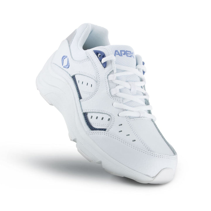 Women's Lace Walking Shoe - V-Last - White/Periwinkle