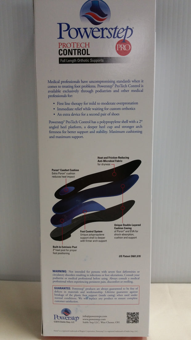 Powerstep Protech Control - Full Length Orthotic Insole Shoe Inserts 