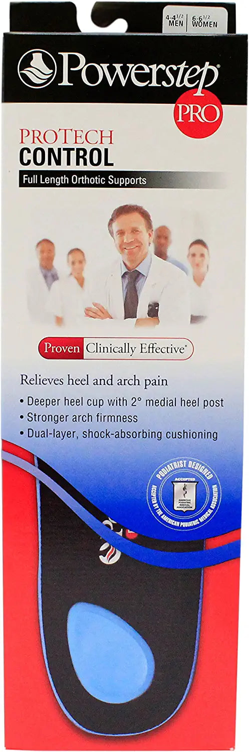 Powerstep Protech Control - Full Length Orthotic Insole Shoe Inserts 