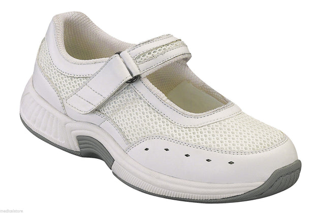 Bristol White Velcro - Orthofeet -  Casual - Mary Jane Diabetic Shoes  - 854