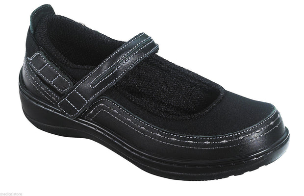 Chickasaw Black - Velcro - Orthofeet - Casual - Mary Jane Diabetic Shoes  - 877