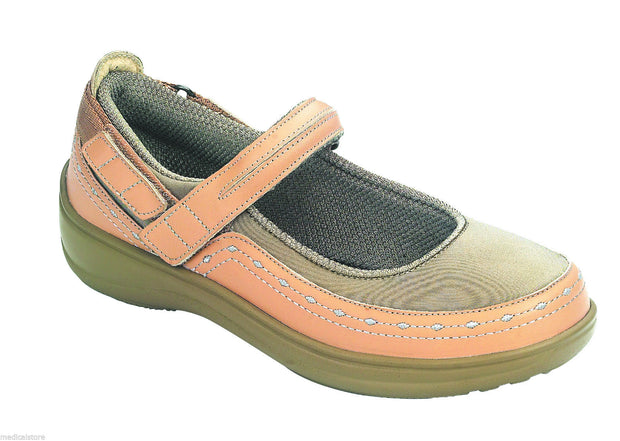 Chickasaw Tan - Velcro - Orthofeet - Casual - Mary Jane Diabetic Shoes  - 878